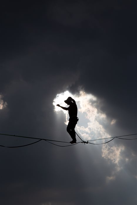 highline in cloudy weather in Iran